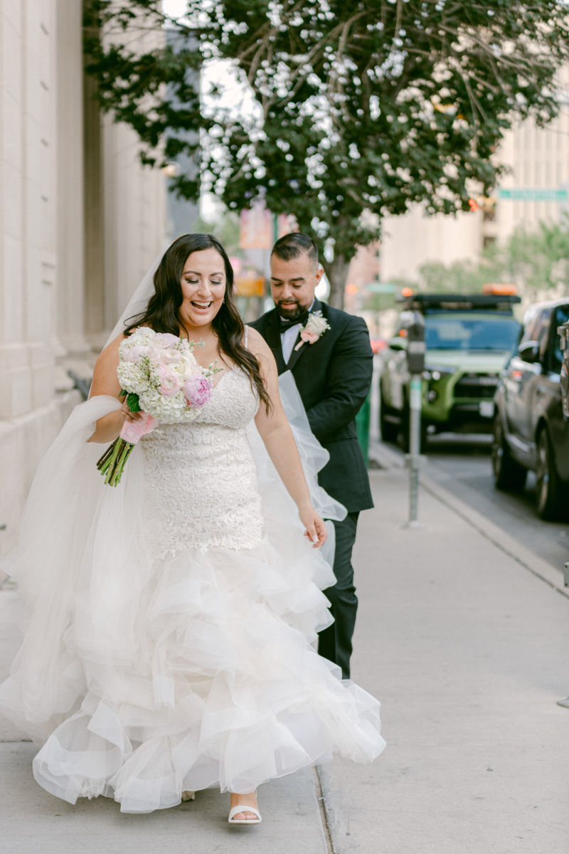 bride and groom in downtown El Paso. wedding photography Photo by Jess