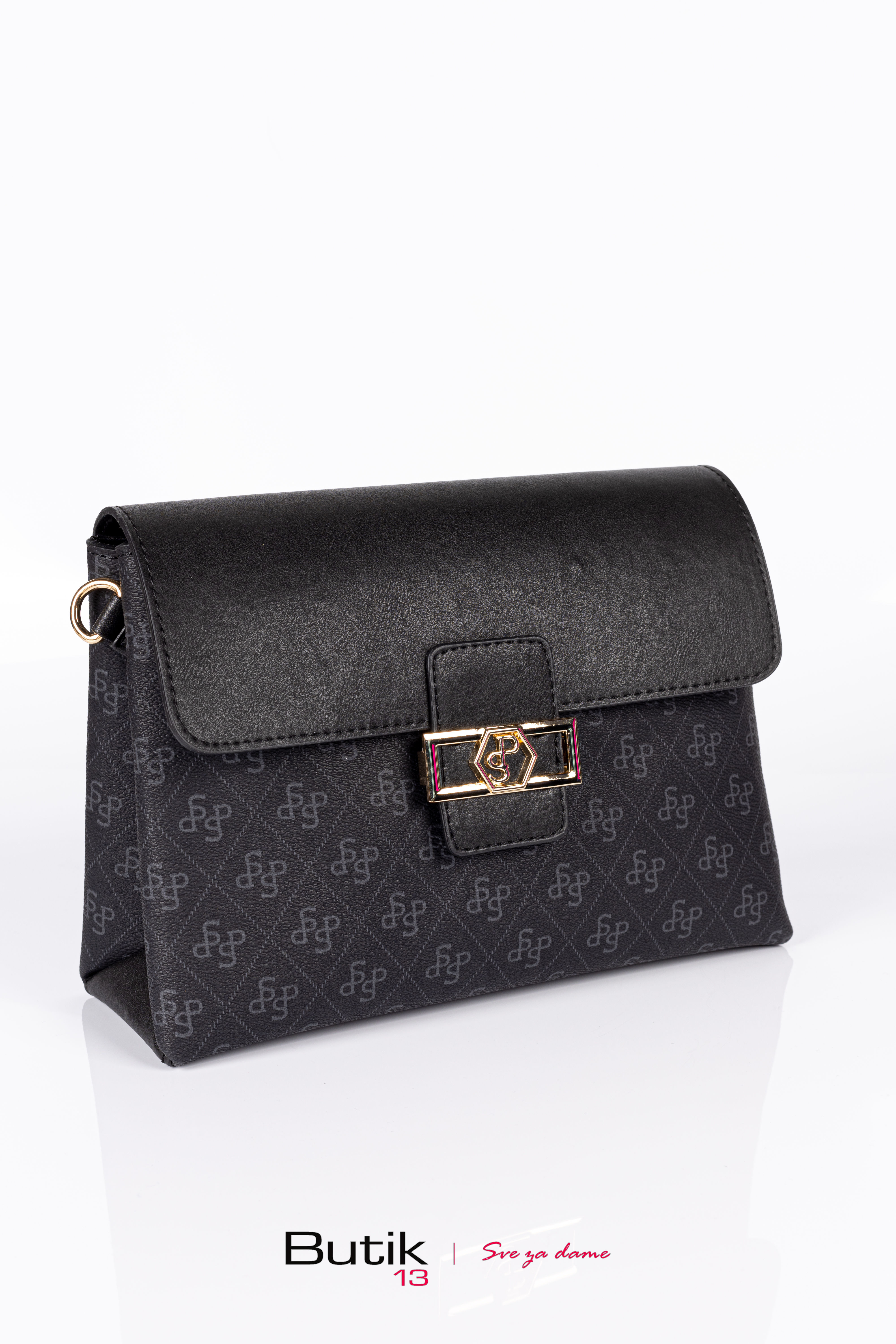 Crna elegantna torba sa sivim detaljima