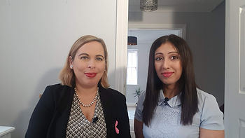 A photo of Bettina Gerlich (left) and Rina Singh after being interviewed on the Resilience Pod with Rina Singh