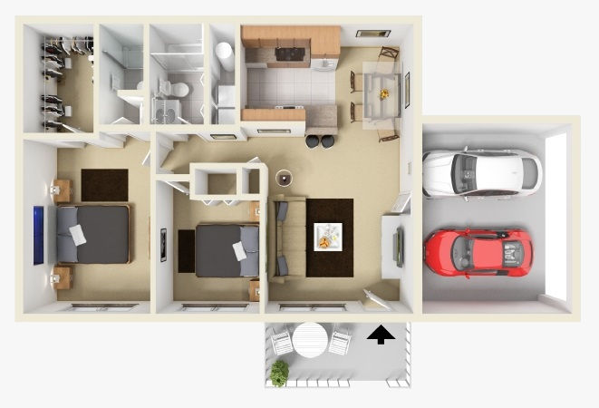 Hunters Ridge 2 bedroom 2 bath floor plan