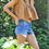 Thumbnail: Vivienne Cropped Oversized Short Sleeve Gathered Blouse Top Shirt