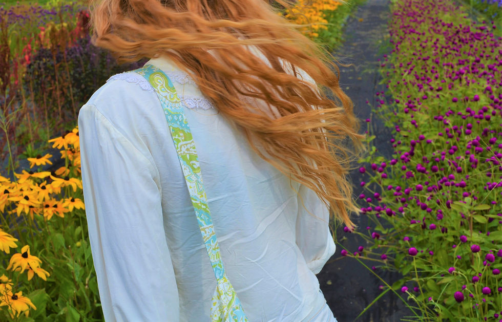 Thumbnail: Pastel Blue + Green Paisley Boho Shoulder Market Bag
