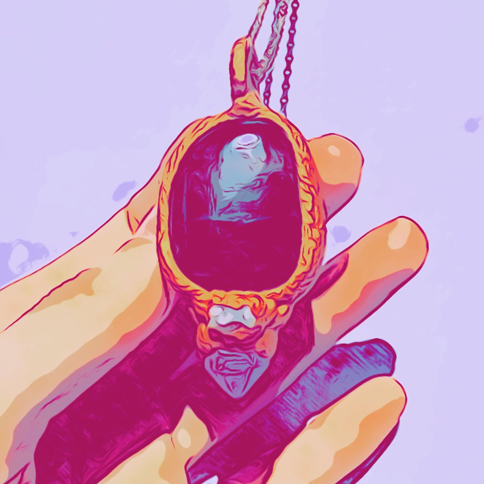 Thumbnail: Saga Raw Amethyst Geode Quartz Purple + Blue Agate Pendant Amulet Charm Necklace