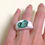 Thumbnail: Thomaston Turquoise + White Polymer Clay Ring