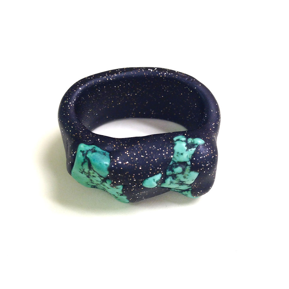 Thumbnail: Turner Turquoise + Black Clay Double Ring