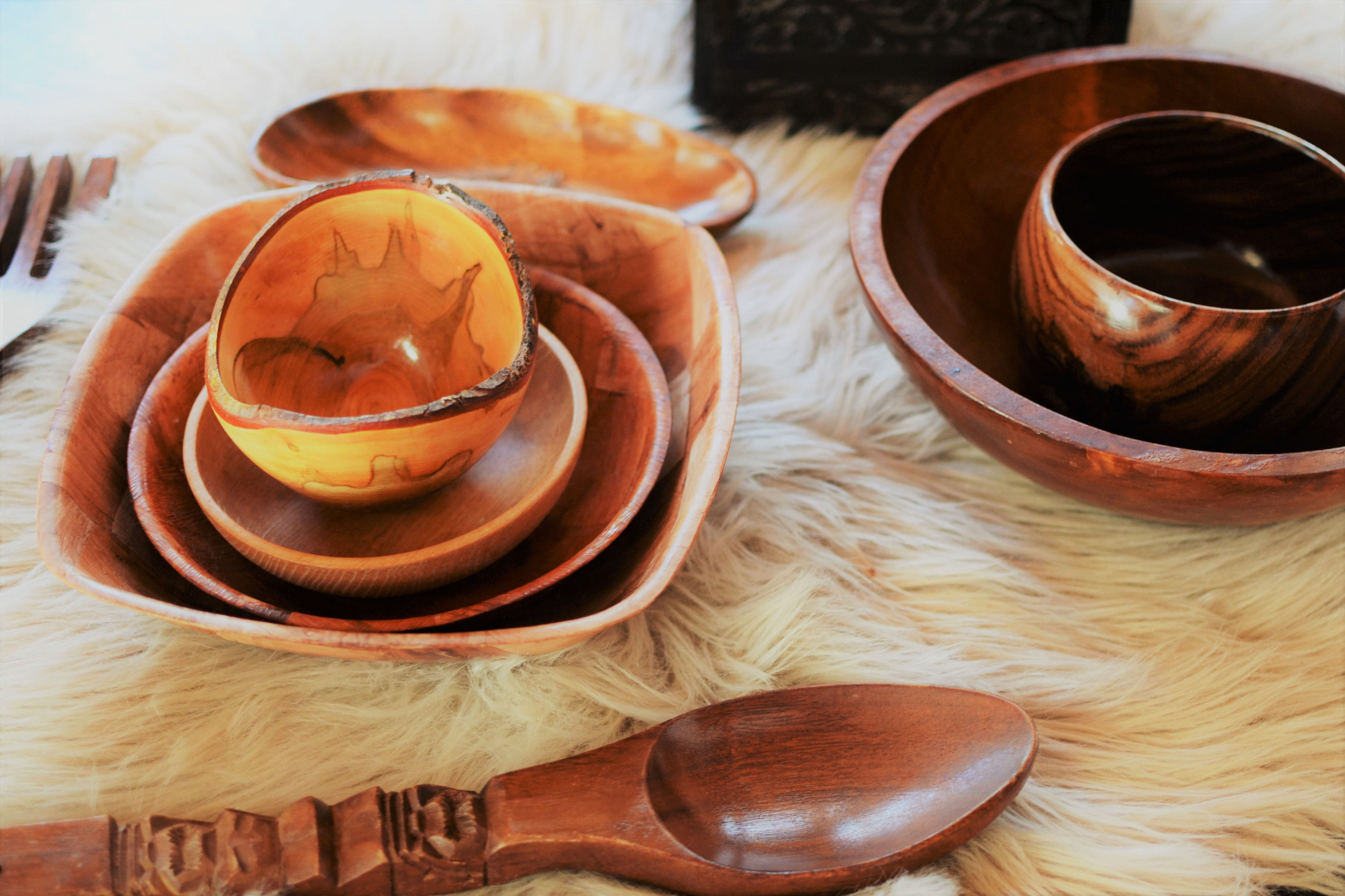 Sebec Square Vintage Woven Wooden Large Display Salad Bowl Tableware