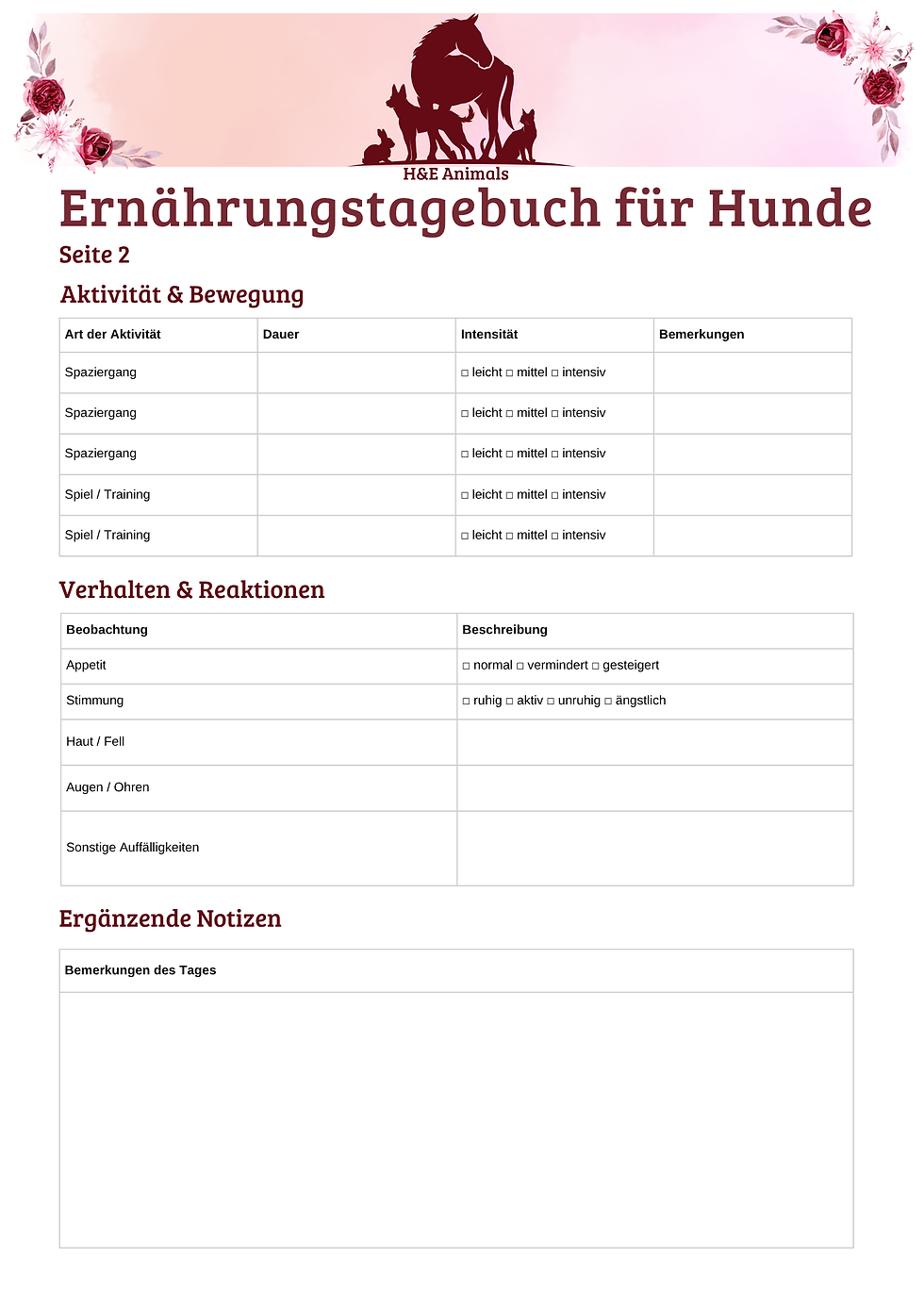 Miniaturbild: Ernährungstagebuch für Hunde