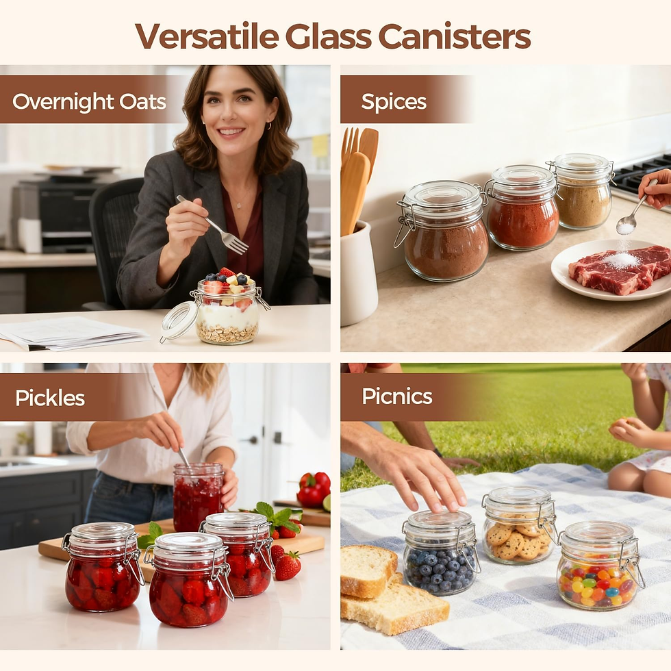 Thumbnail: Airtight Glass Jars with Lids - Set of 6