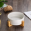 Thumbnail: White Ceramic Pet Bowl Dish with Wood Stand 