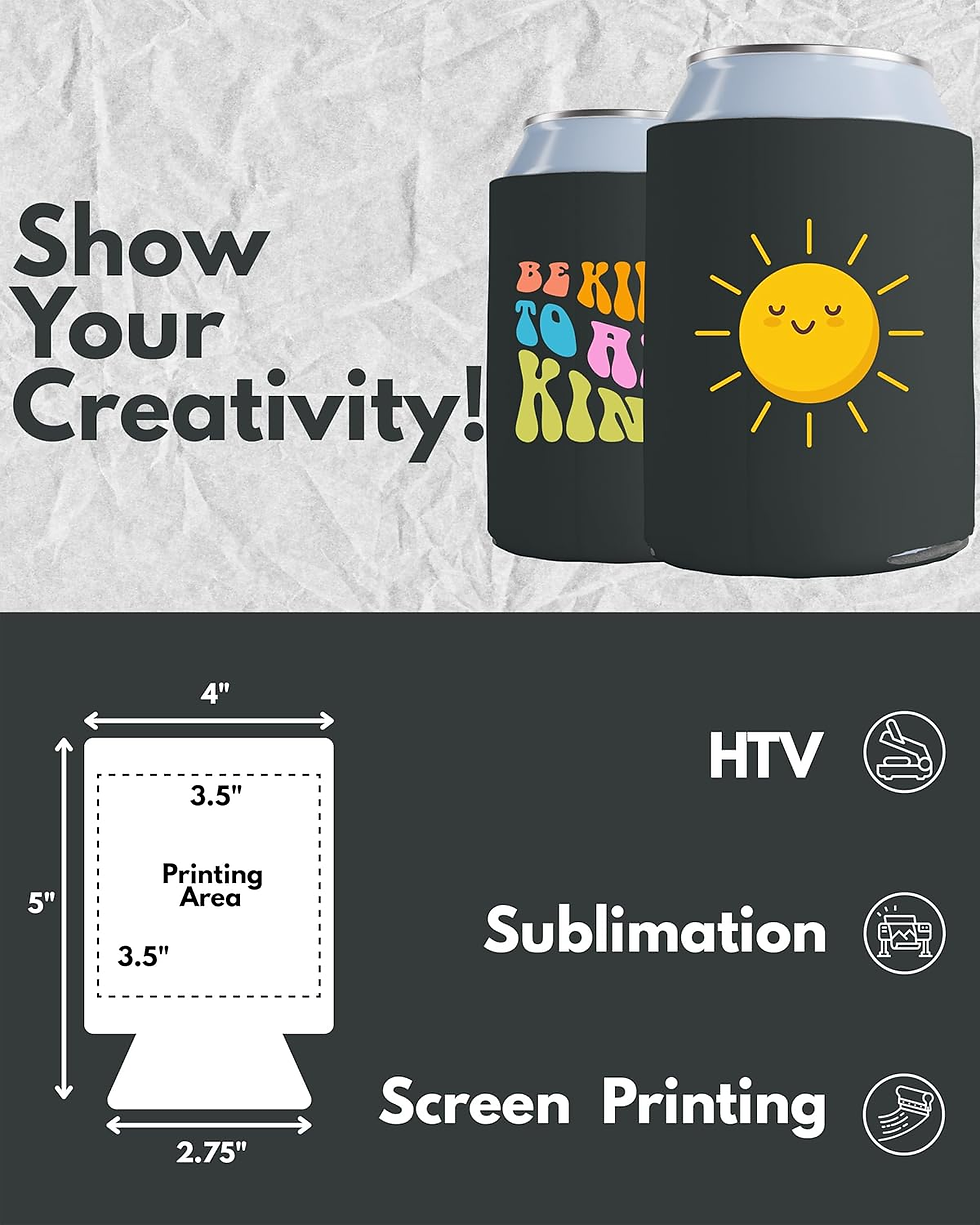 Thumbnail: 25 Pack Charcoal Blank Can Cooler Sleeves