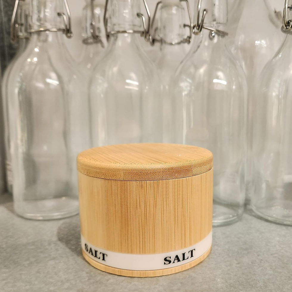 Thumbnail: Salt Box Bamboo Container with Swivel Lid and Spoon Small