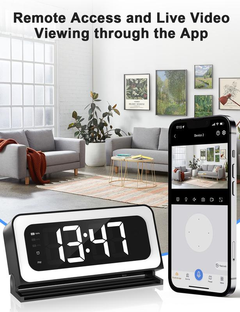 Thumbnail: Wifi Surveillance Camera - 1080P HD Wireless Camera Clock