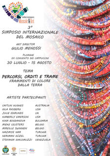 Vibrant mosaic art exhibit poster for Third international Symposium in Sardinia