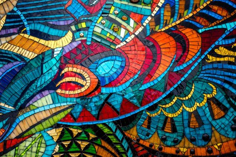 Vibrant abstract mosaic artwork detail by julieedmundsmosaics