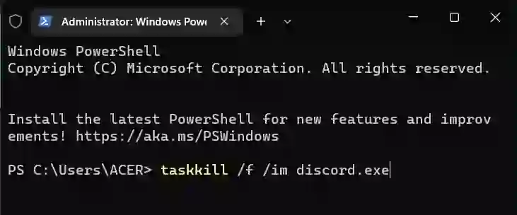 Command for Discord Update Failed