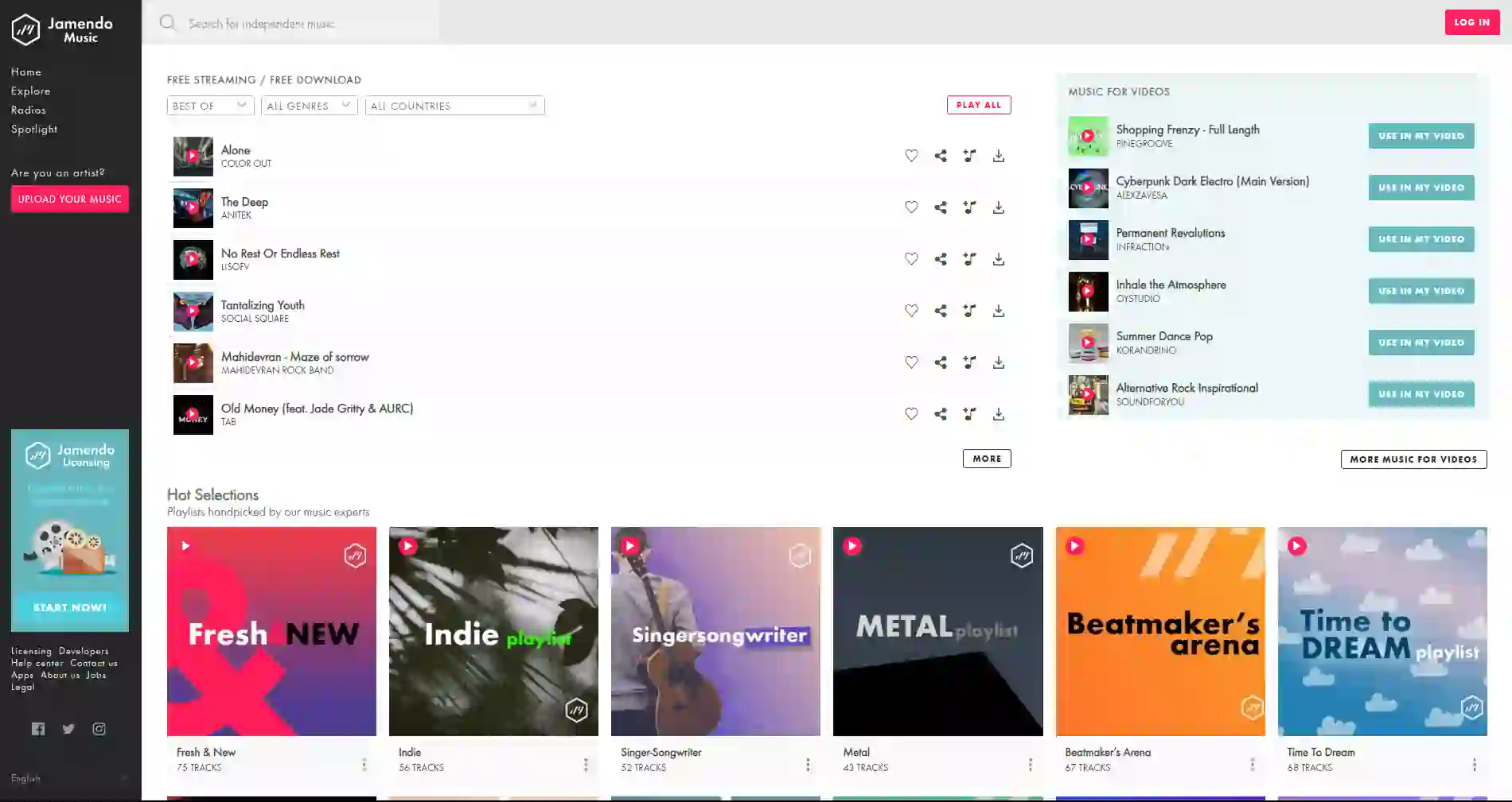 jamendo homepage