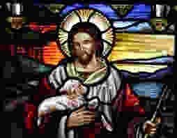 Jesus holding a sheep