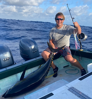 Hawaii fisherman Jamie Barlow with yellowfin tuna