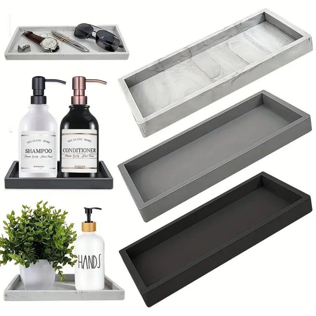 Bandeja de Silicone para Banheiro para Shampoo, Sabonete e Desinfetante