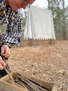 Before the camp opens, before the drums play, before the visitors arrive — there’s work to be done. Tim Langdon setting up the marquee at the 250th Anniversary of Moore’s Creek Bridge, helping build the spaces where history comes to life.