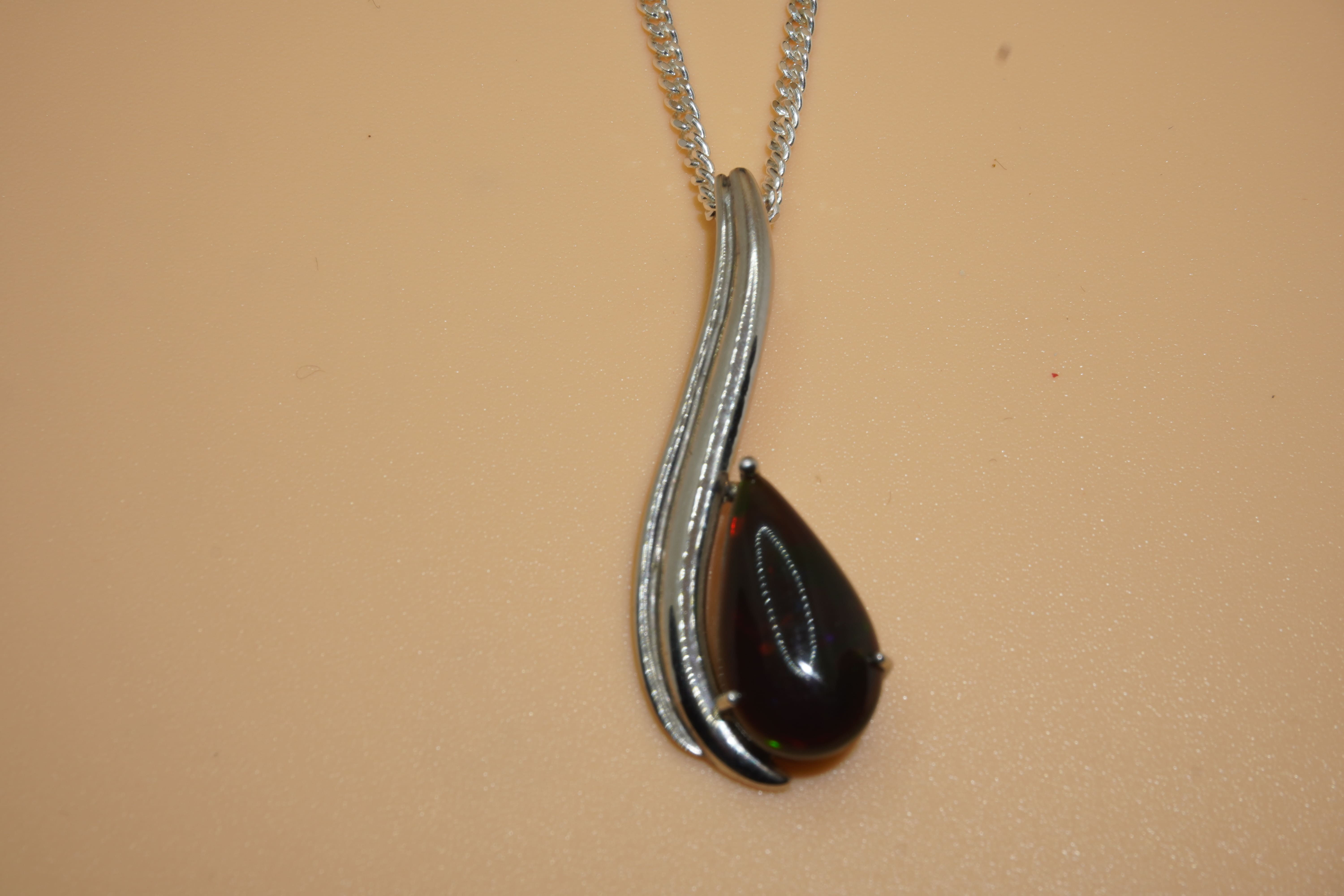 Natural Opal Pendant with 925 Silver