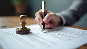 Mobile notary public signing and stamping estate planning documents at notary appointment in Katy, TX.