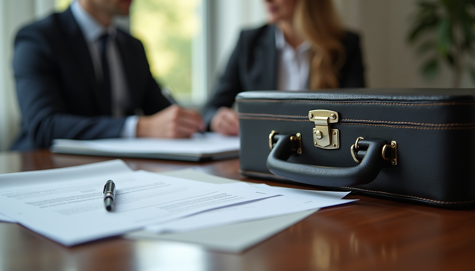 Mobile notary public traveling leather briefcase prepared for home, office, and hospital notary appointment with clients in Spring, TX.
