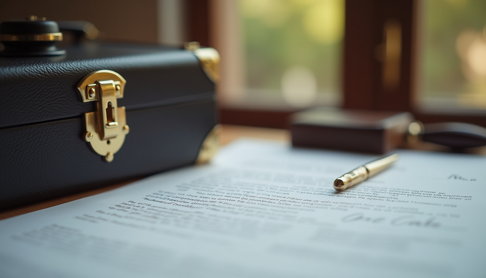 Briefcase on a table for notary signing appointment.