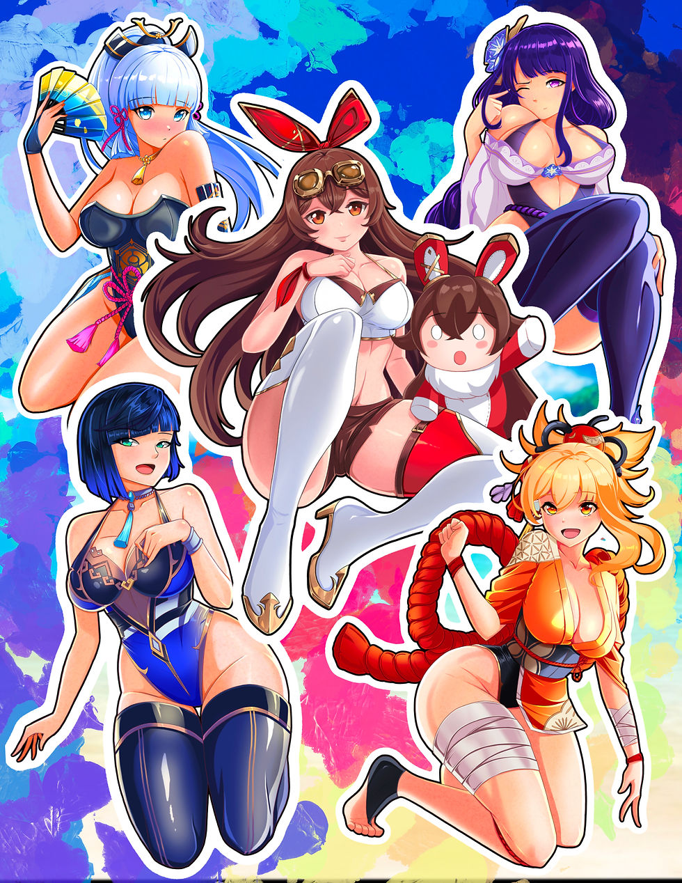 Genshin Impact summer Bundle ( 5 stickers)