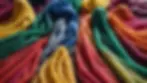 High angle view of various colorful veils displayed elegantly