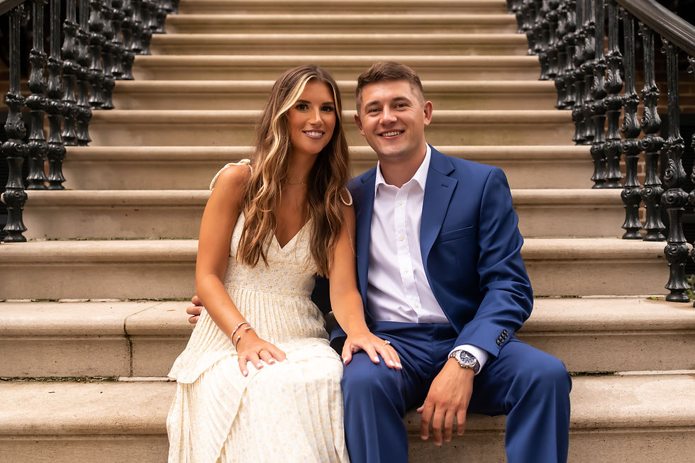 Casey and Max's engagement session on Jones Street and Forsyth Park in Savannah, Georgia.