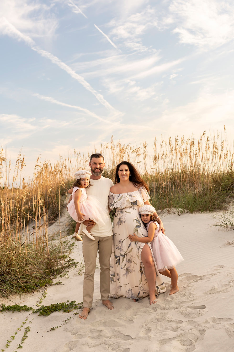 The Elwood family's family portraits on Tybee Island Beach in Savannah, Georgia.