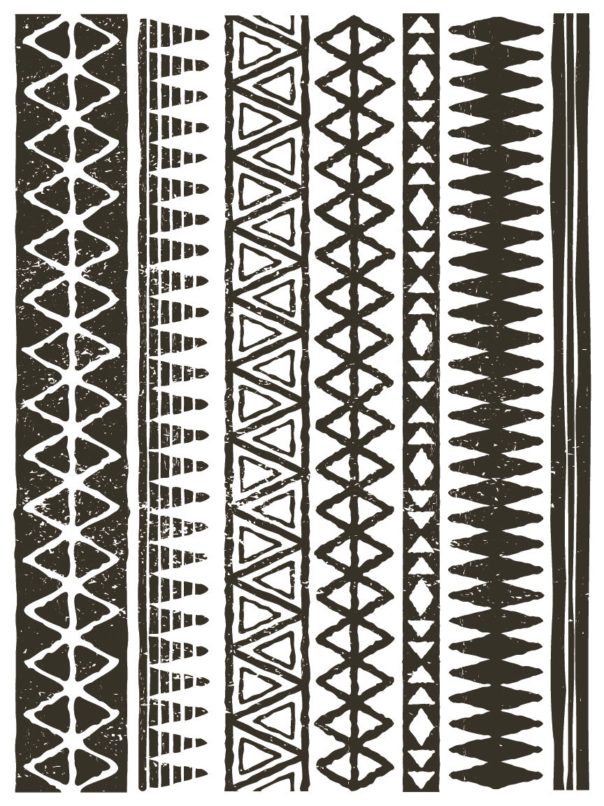 Thumbnail: Various black and white vertical tribal patterns with geometric designs.