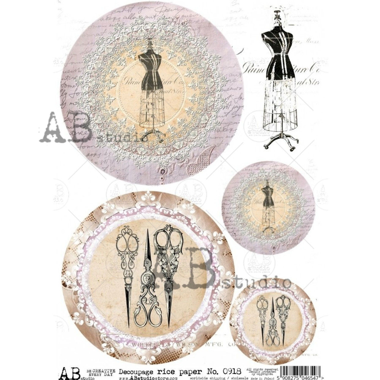 2501-A4 Seamstress Mannequin Rice Paper A4 0918