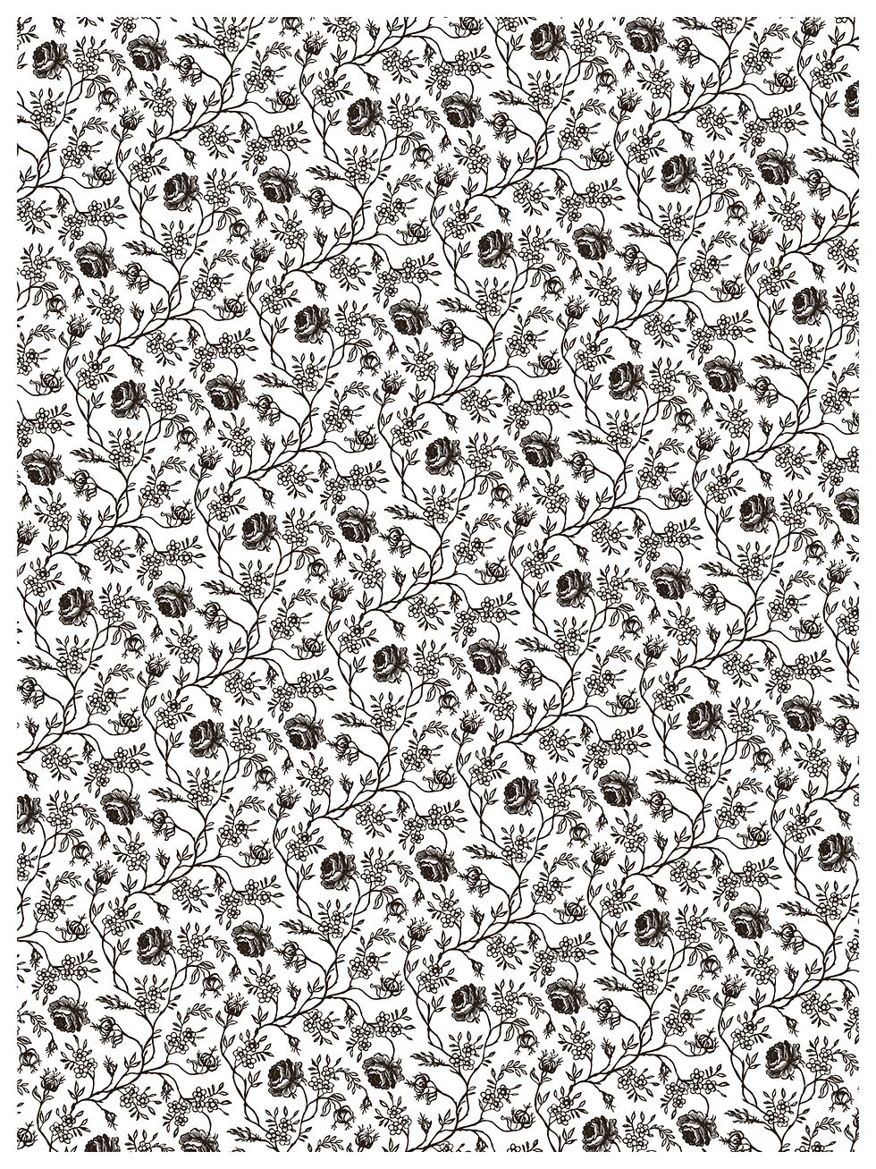 Thumbnail: Repeating delicate floral pattern, black and white botanical illustration design.