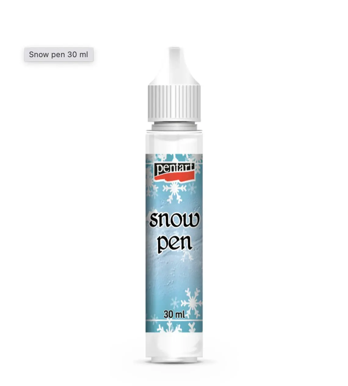 White pentart snow pen, "Snow pen 30 ml," on plain white background.