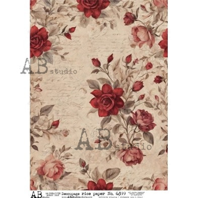3483-A4 Roses Rice Paper | Vintage Retail