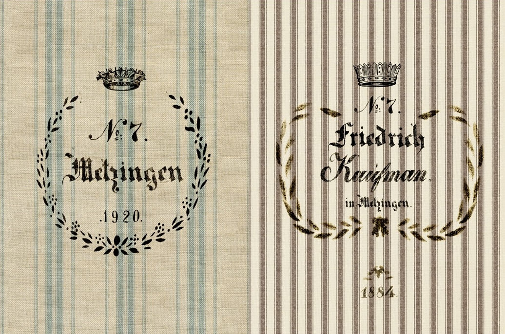 Vintage labels with crowns, Nº 7. Stelzingen 1920, Friedrich Kaufmann 1886.