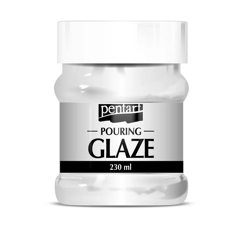 White Pentart jar POURING GLAZE 230 ml art supply.