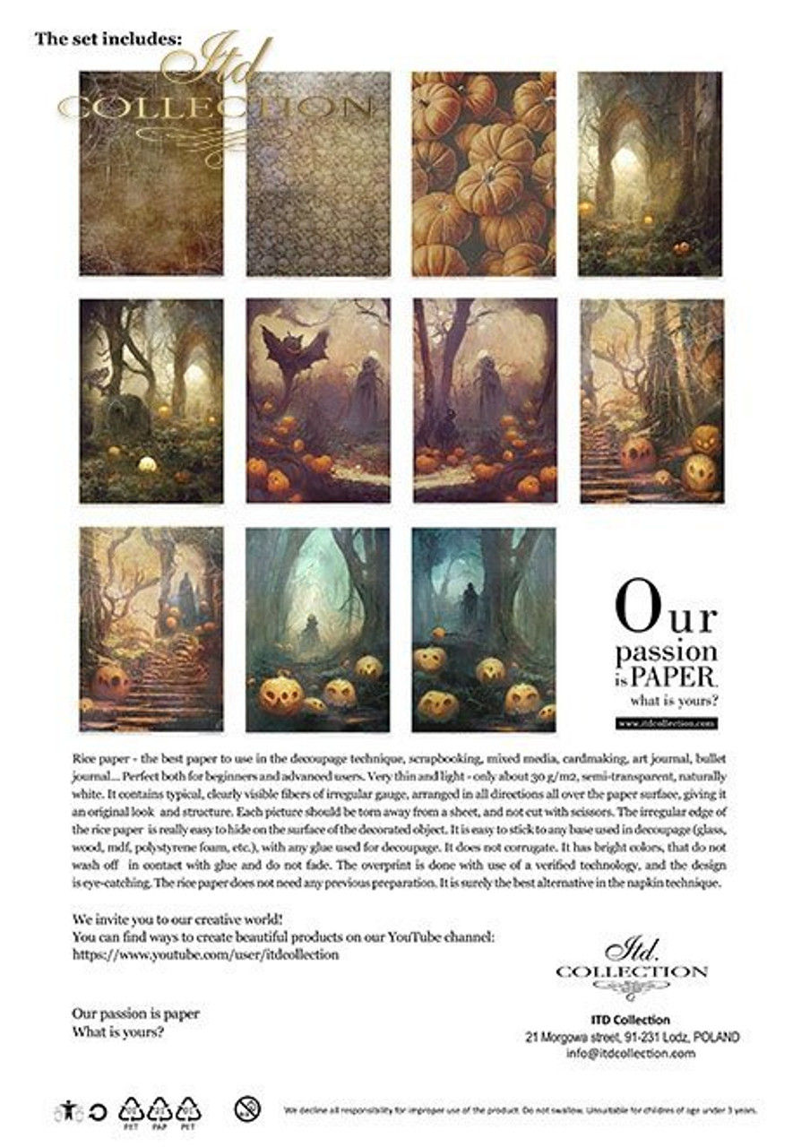 Halloween art collage with pumpkins and "Our passion is PAPER What is yours?"