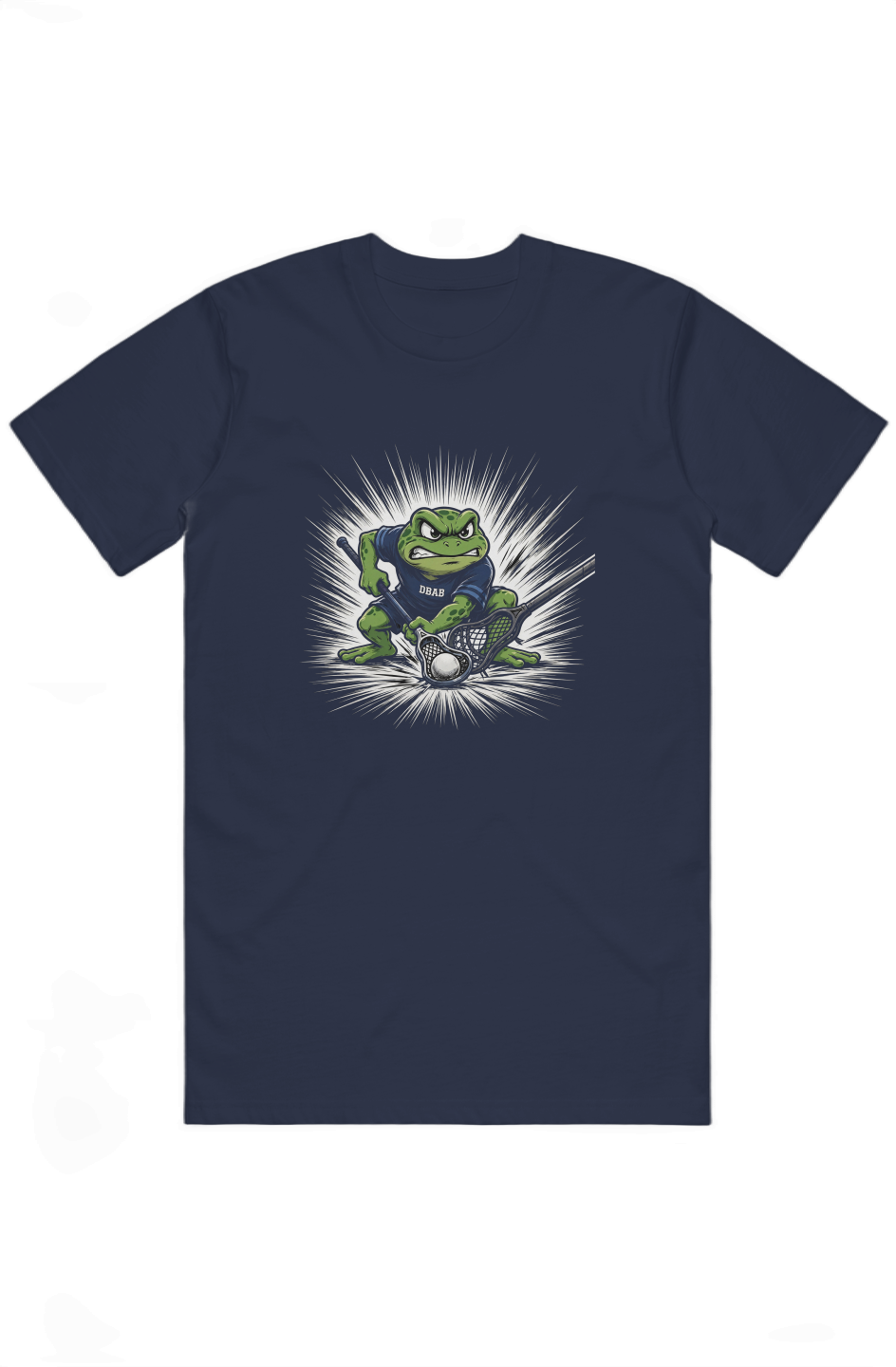Don't Be a Bump Faceoff lacrosse tee in Navy with front DTF print