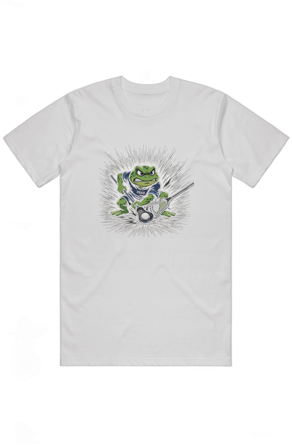 Don't Be a Bump Faceoff lacrosse tee in White with front DTF print
