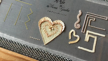 Lunéville embroidery basics masterclass – embroidered heart motif with beads and sequins
