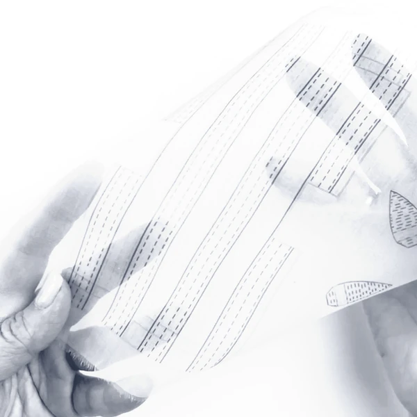 white organza fabric with printed design for embroidery