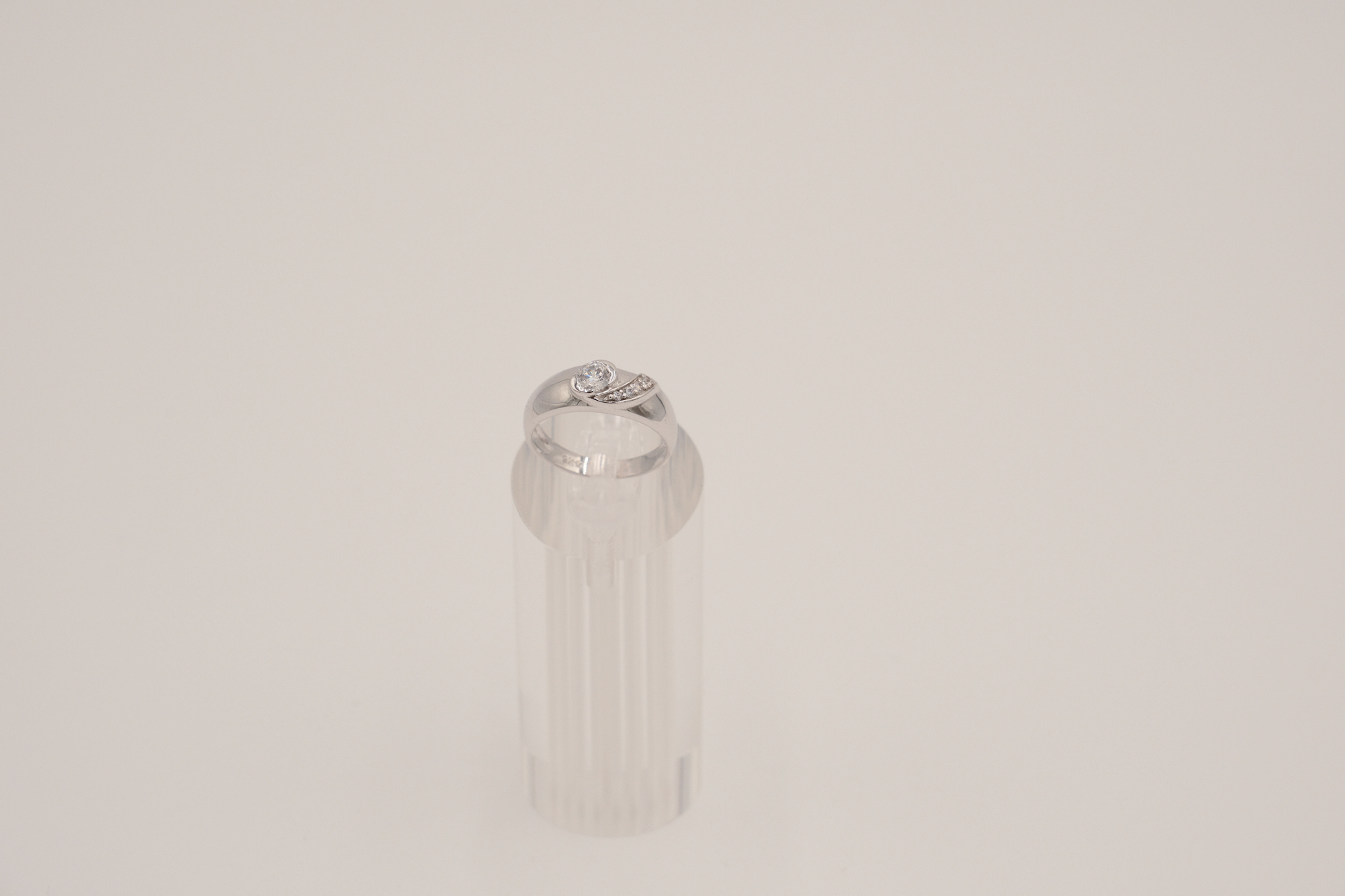 White Gold Cubic Crescent Ring