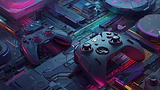 ravthebeast_black_modern_abstract_space_with_gaming_gadgets_lev_b308e3db-ae03-4860-853e-bd