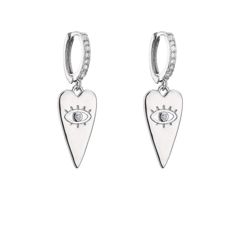 Watchful Heart Charm Hoops