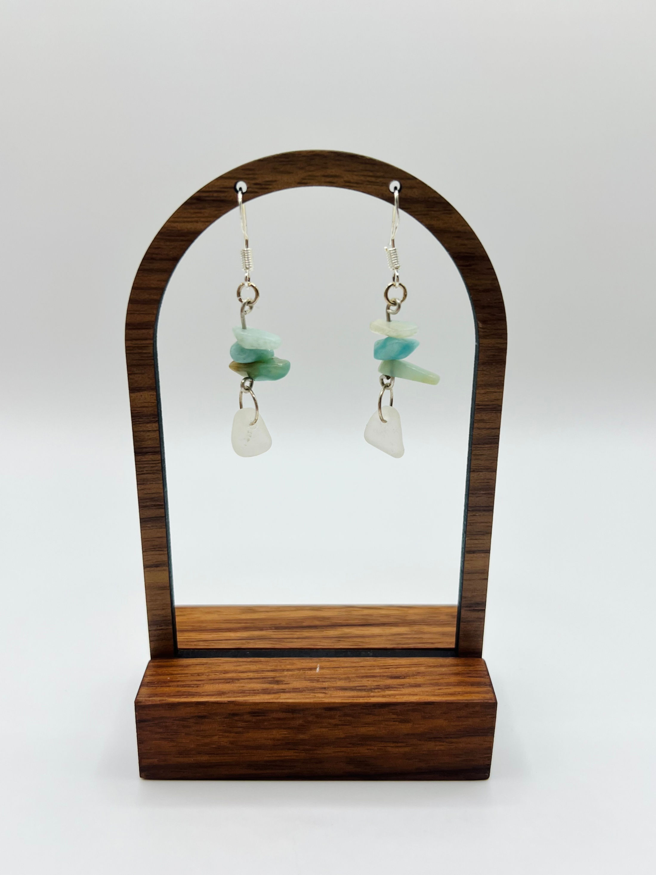 Turquoise Stone Sea Glass Earrings