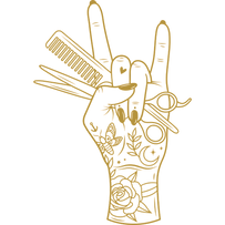 Tattoo'd Hand Holding Shears and Comb