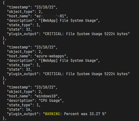 Resultado consulta Json